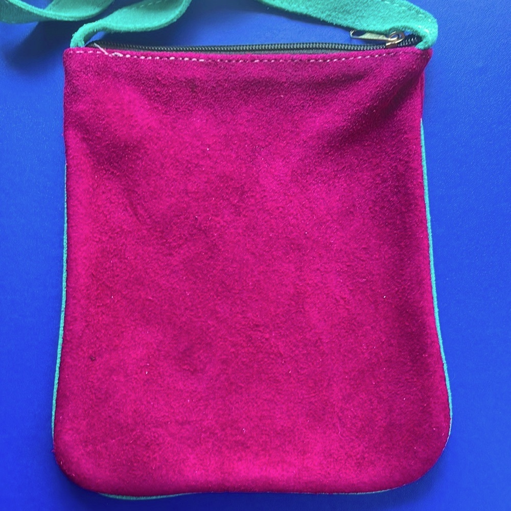 Handmade Suede Bag with Flower Detail - Picture 3 of 8